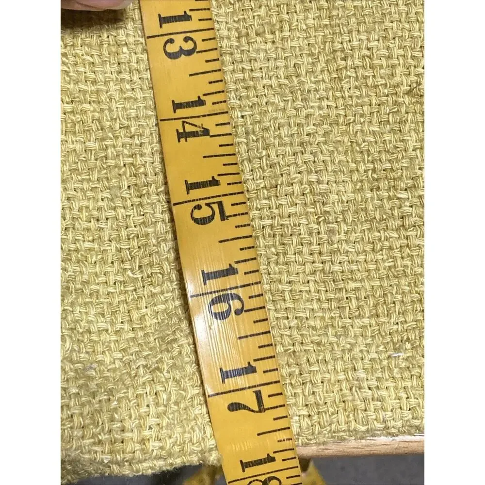 West Elm Yellow Brown Buttons Woven‎ Weave Silk Cotton Pillow Cover Button Back